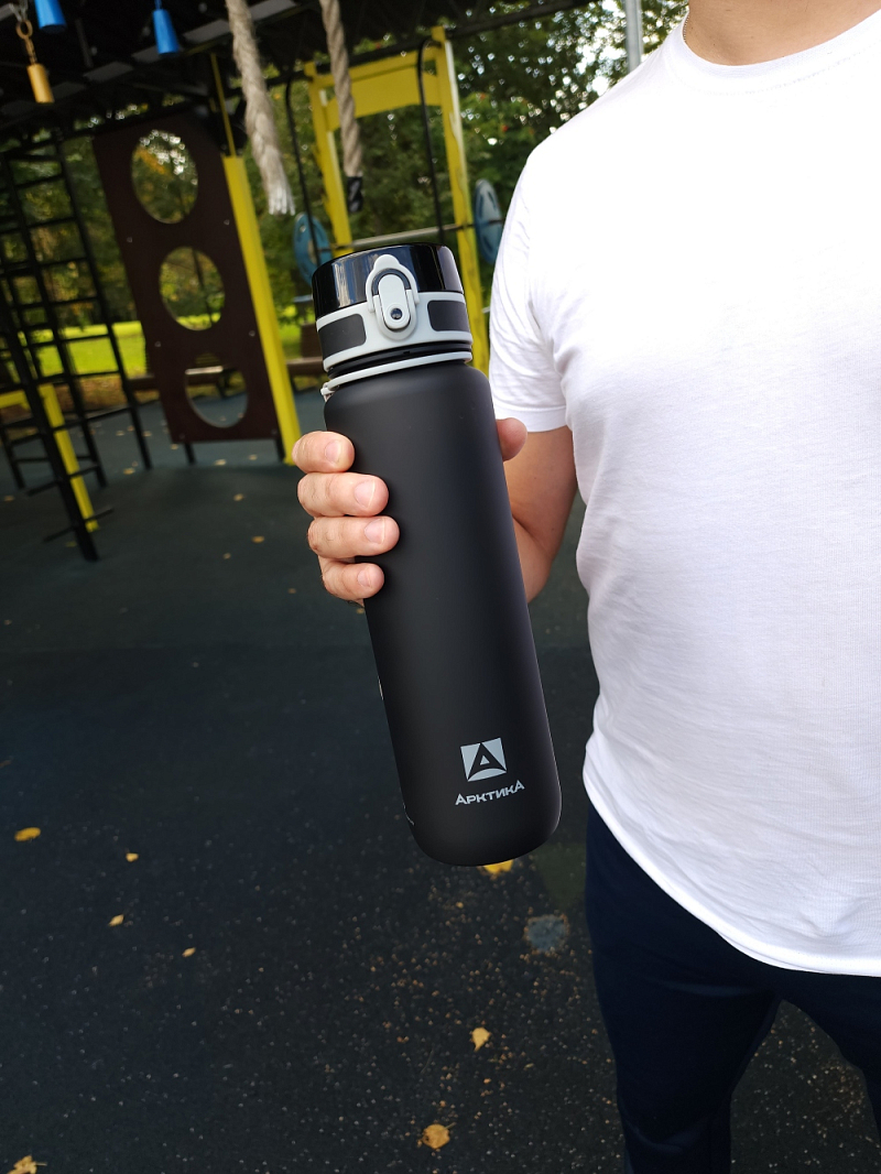 Питьевая бутылка 720 из тритана 1л, черная матовая, с ситечком - 2
