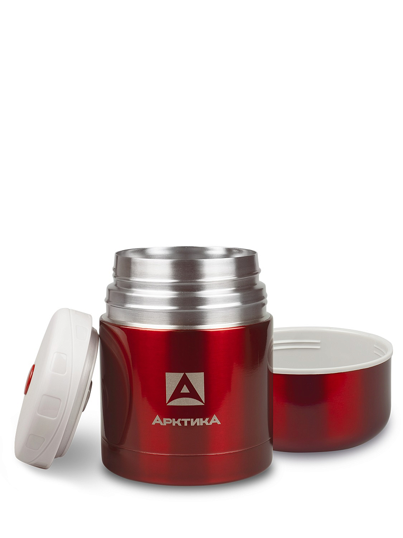 красный термос 302 с широким горлом на 0,5л - 3