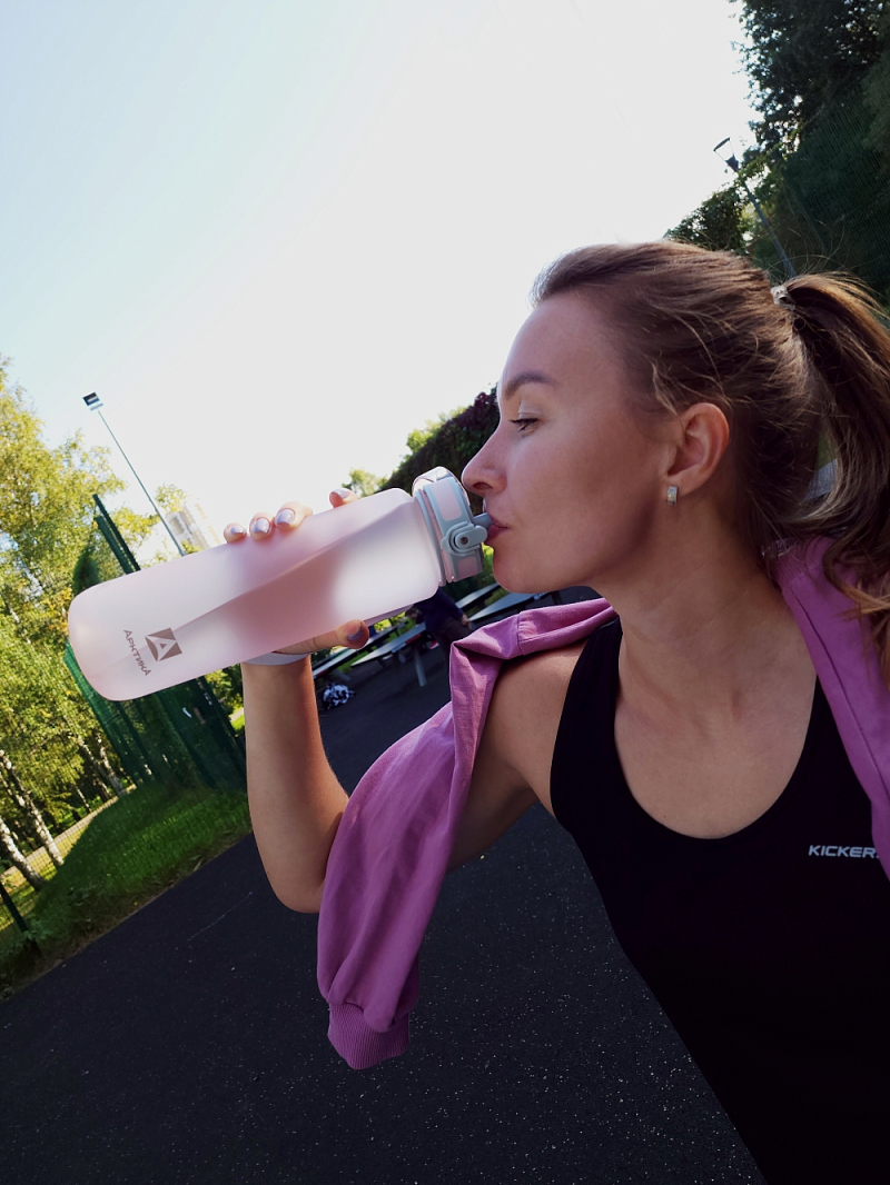 Питьевая бутылка 720 из тритана 1л, розовая матовая, с ситечком - 5