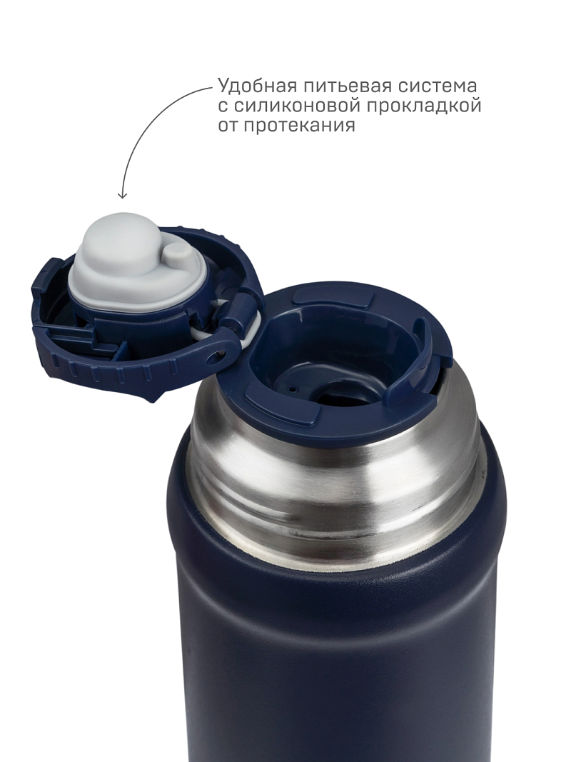 Термос серии 111 на 0.6л синий с питьевой системой - 6