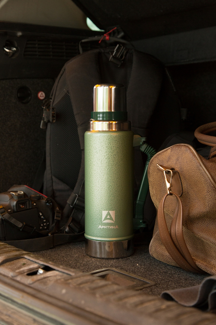 Термос серии 106P «УАЗИК» на 1.25л зелёный с ручкой - 2