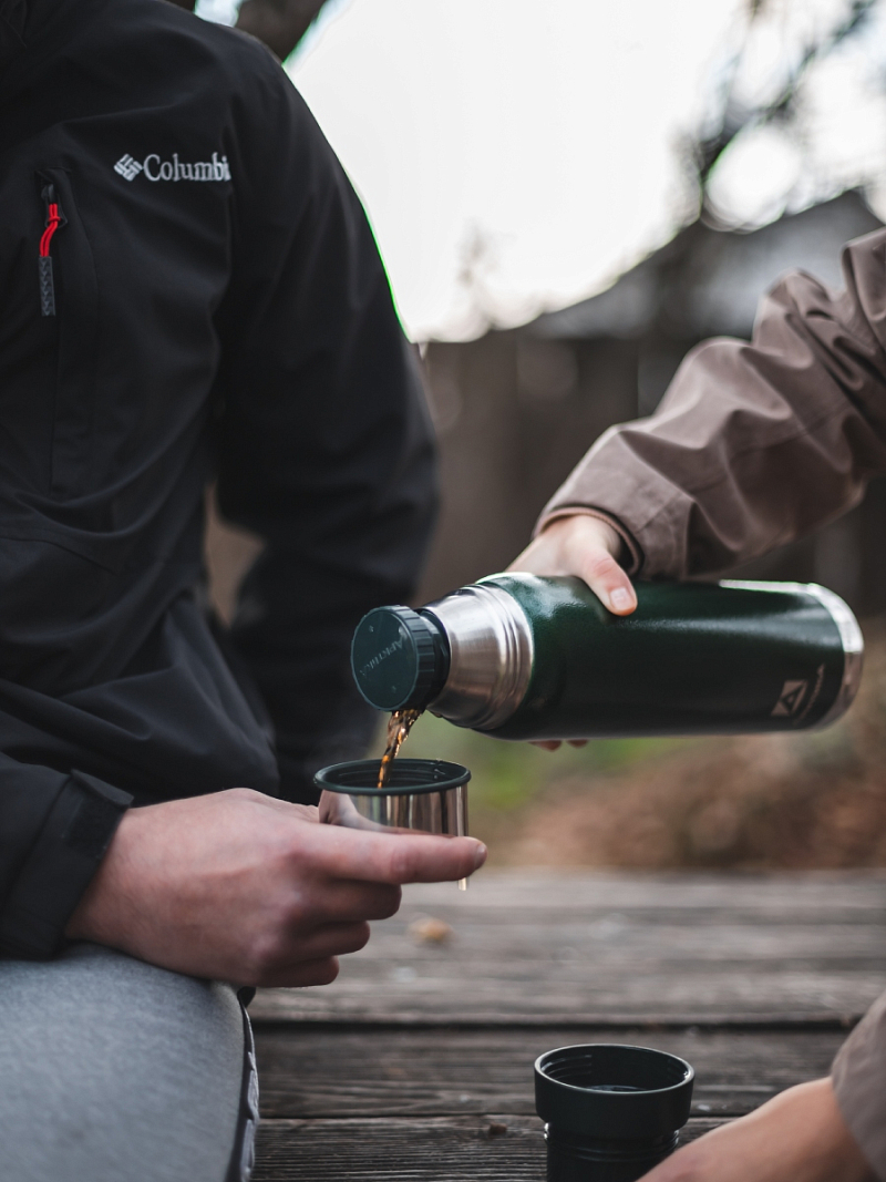 Термос серии 106 на 0.9л зелёный с узким горлом и молотковой эмалью - 4