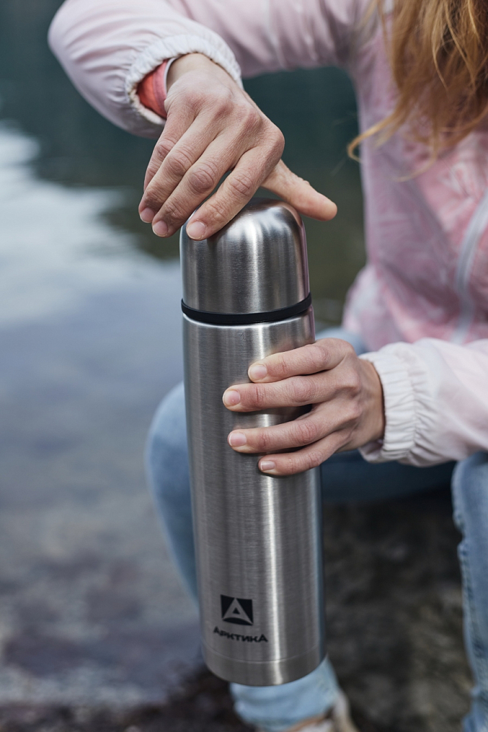 Стальной термос 101 с узким горлом и ситечком на 1л - 6