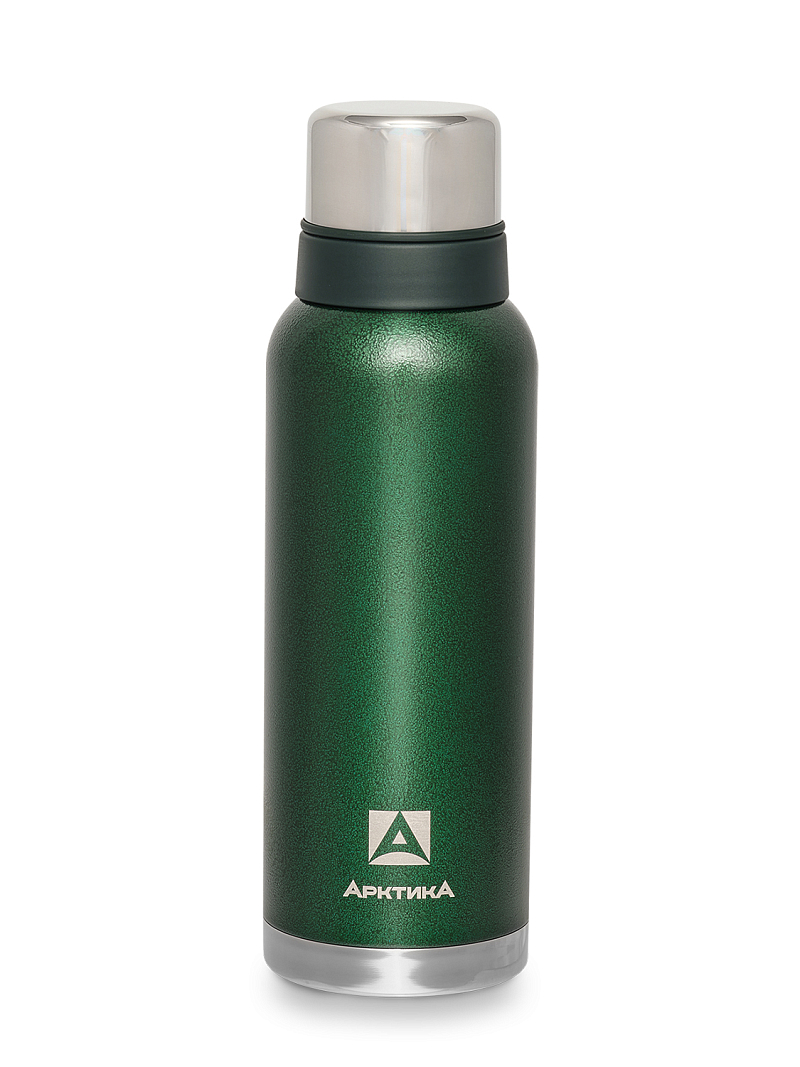 Термос серии 106 на 1.2л зелёный с узким горлом и молотковой эмалью - 1