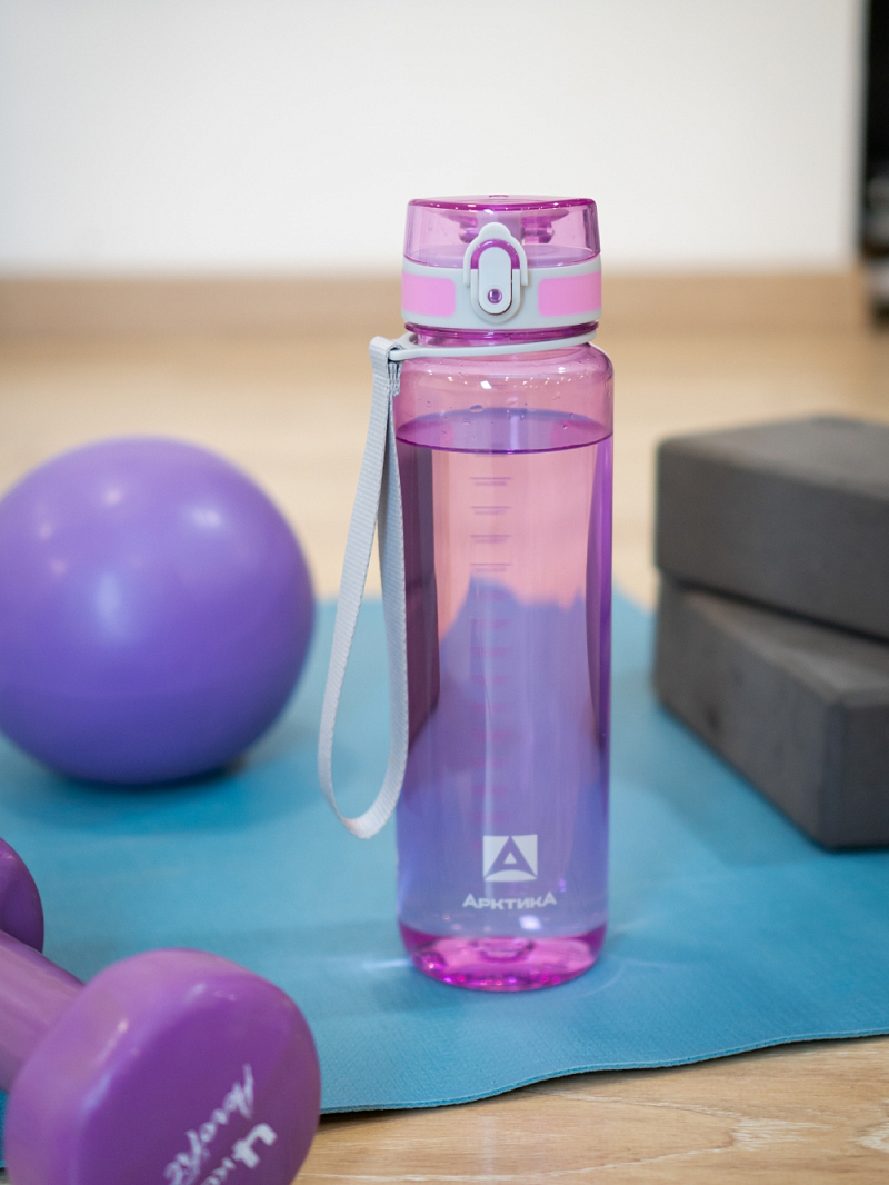 Питьевая бутылка 720 из тритана 1л, лавандовая глянцевая, с ситечком - 2