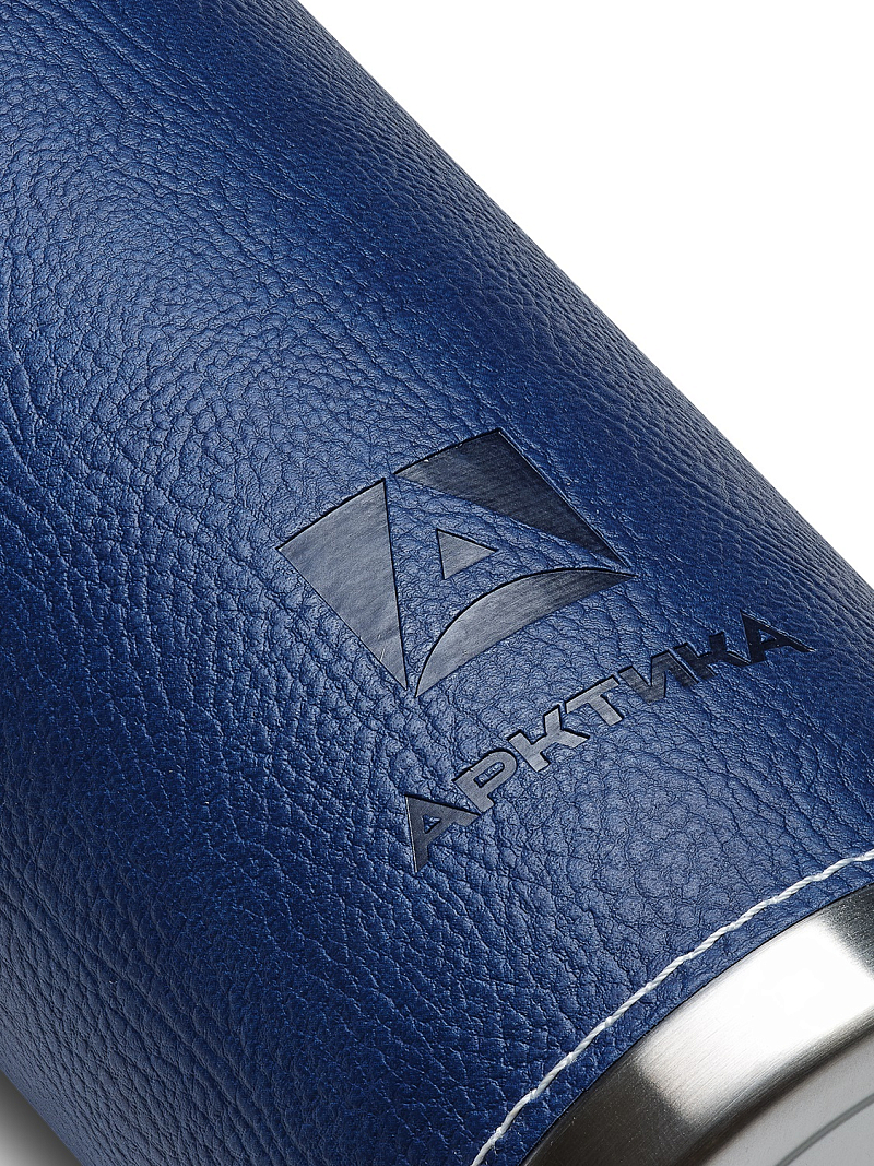 Термос 108 с синей оплёткой из экокожи на 1л - 5 Термос 108 с синей оплёткой из экокожи на 1л - 5