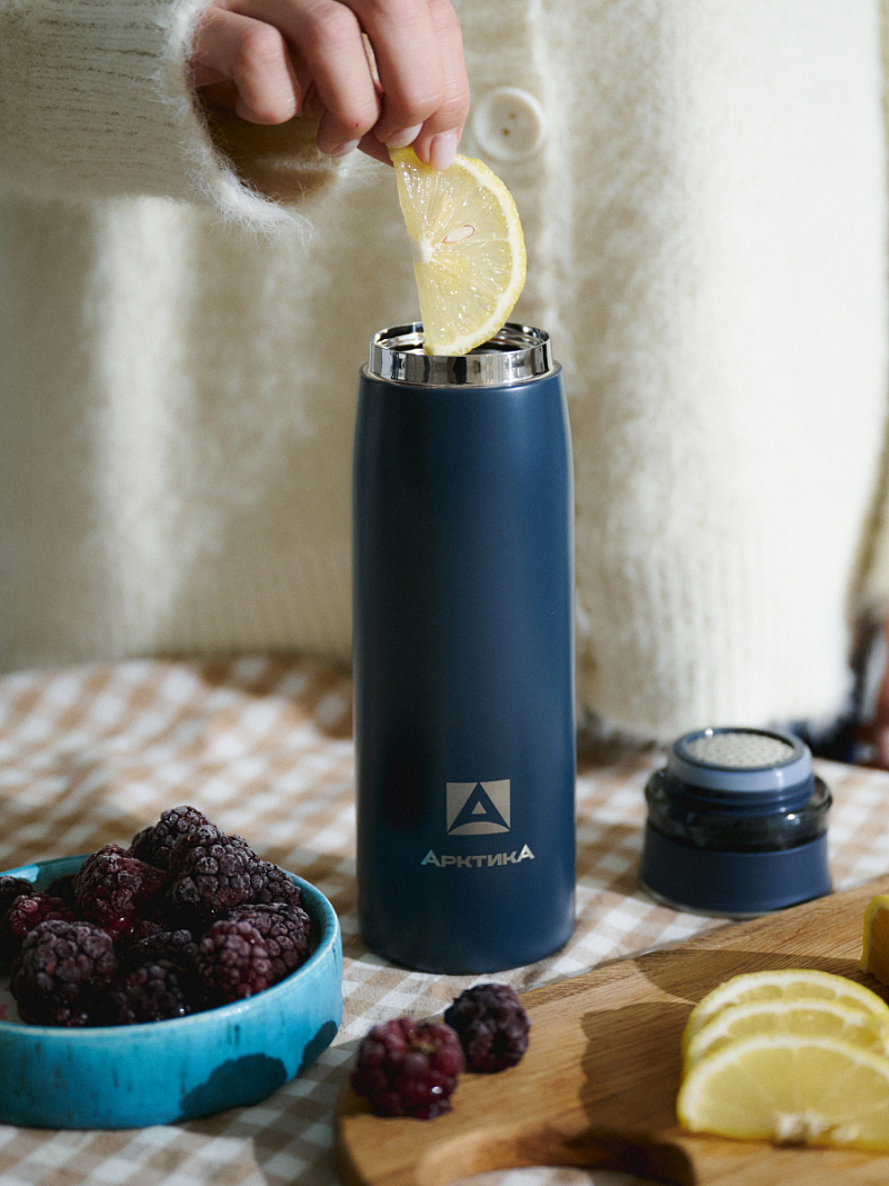 Термокружка 0.42л серии 715 «Индиго» с ситечком (уценка) - 7