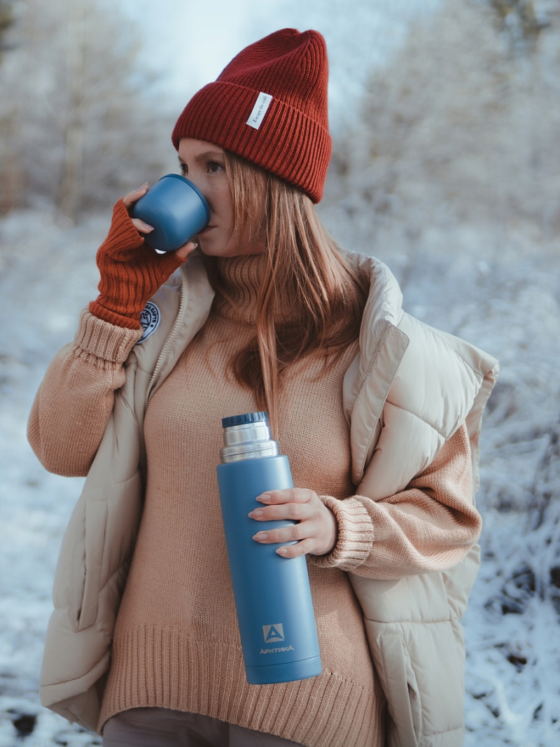 Термос серии 101 на 1л текстурный с узким горлом - 6