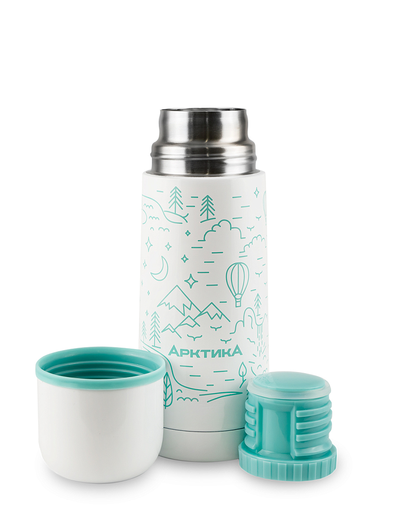 Белый термос с узким горлом на 0.35л - 3