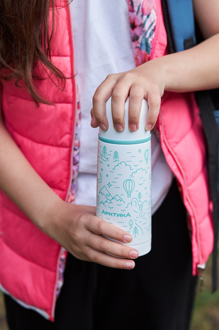 Белый термос с узким горлом на 0.35л - 4