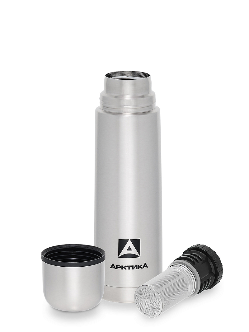 Термос серии 101 на 0.5л стальной с узким горлом и пробкой с ситом - 4