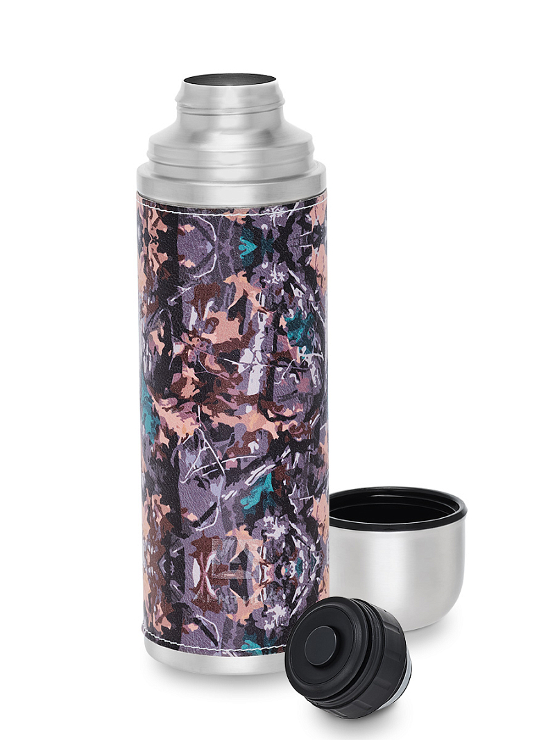 Термос с оплёткой из экокожи цвета хаки на 1л (уценка) - 4