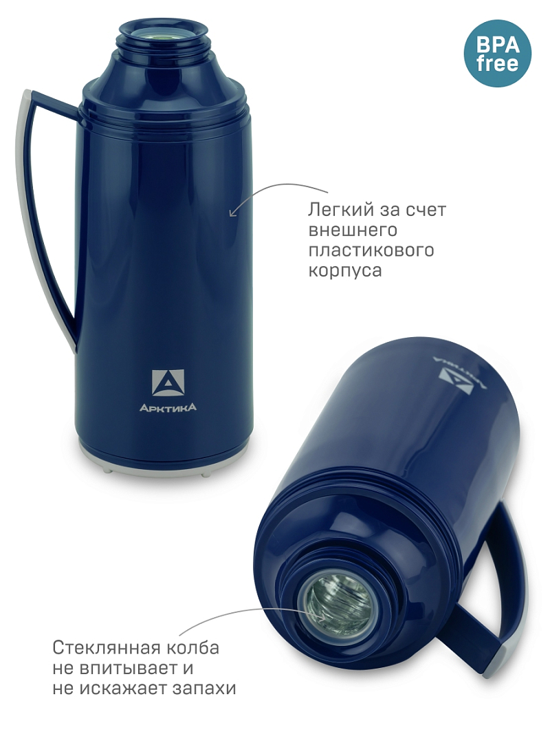 Стеклянный термос серии 1010 на 1.7л синий - 4