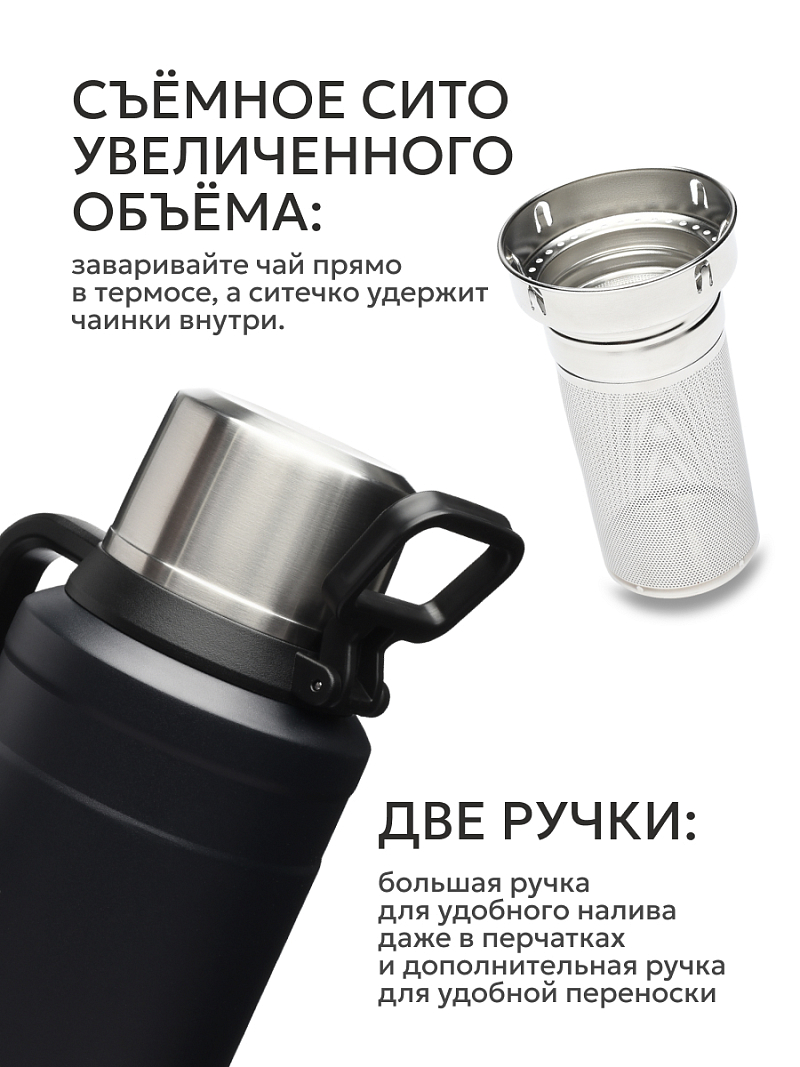 Термос 3л серии 206 чёрный с ситечком - 3