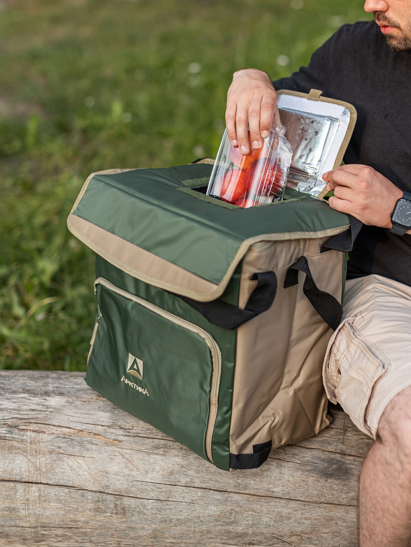 Зеленая сумка-холодильник 3000 классическая с люком на 30л - 4