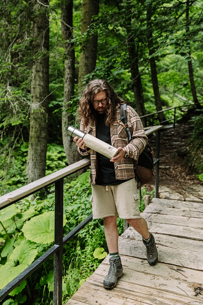 Термос серии 101 на 0.75л стальной с узким горлом в чехле - 2