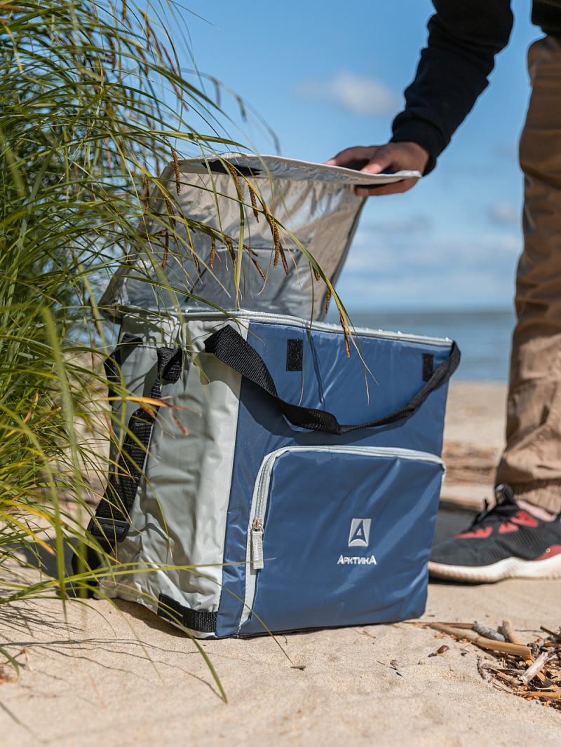 Синяя сумка-холодильник 3001 классическая с люком на 30л - 4