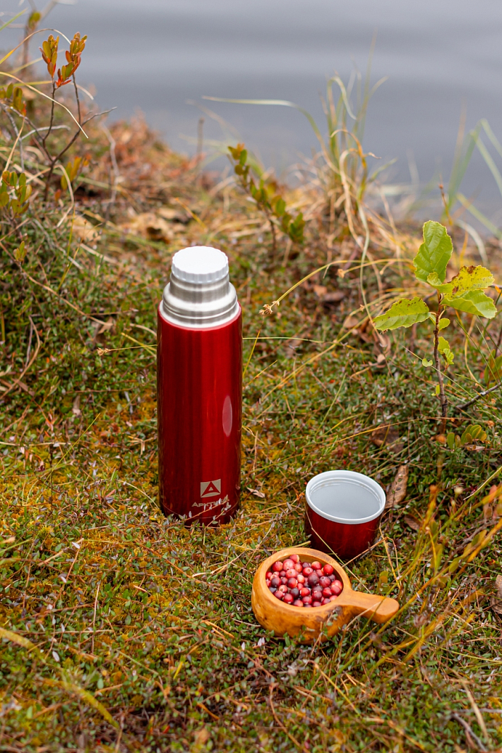 Красный классический термос 102 с узким горлом на 1л - 5