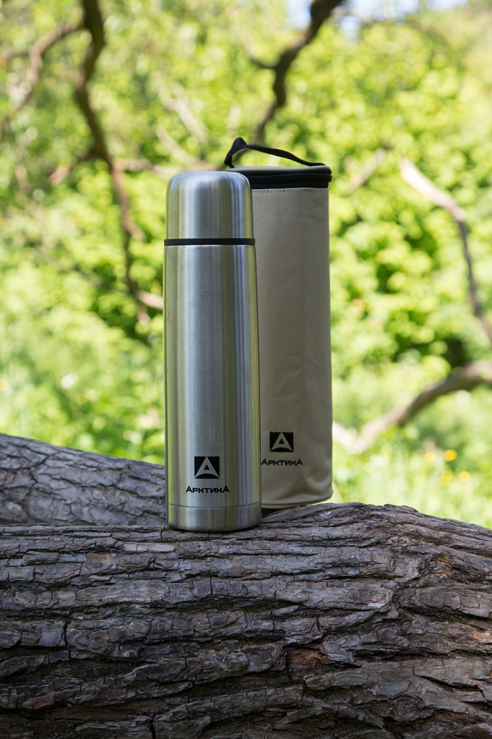 Термос серии 101 на 0.5л стальной с узким горлом в чехле - 2