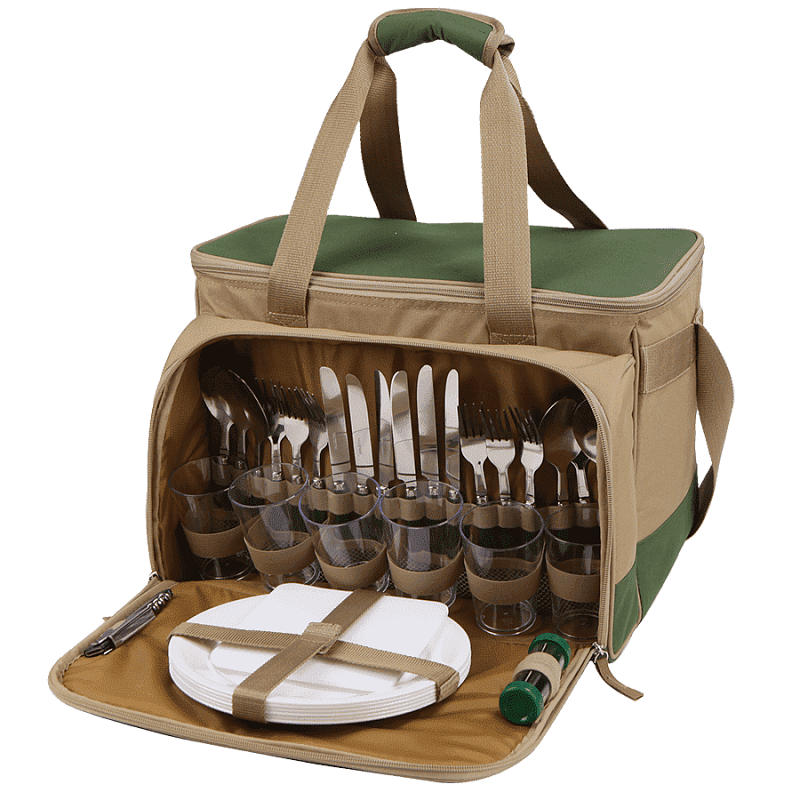 Зеленая сумка-холодильник 4100 с набором посуды на 6 чел - 2