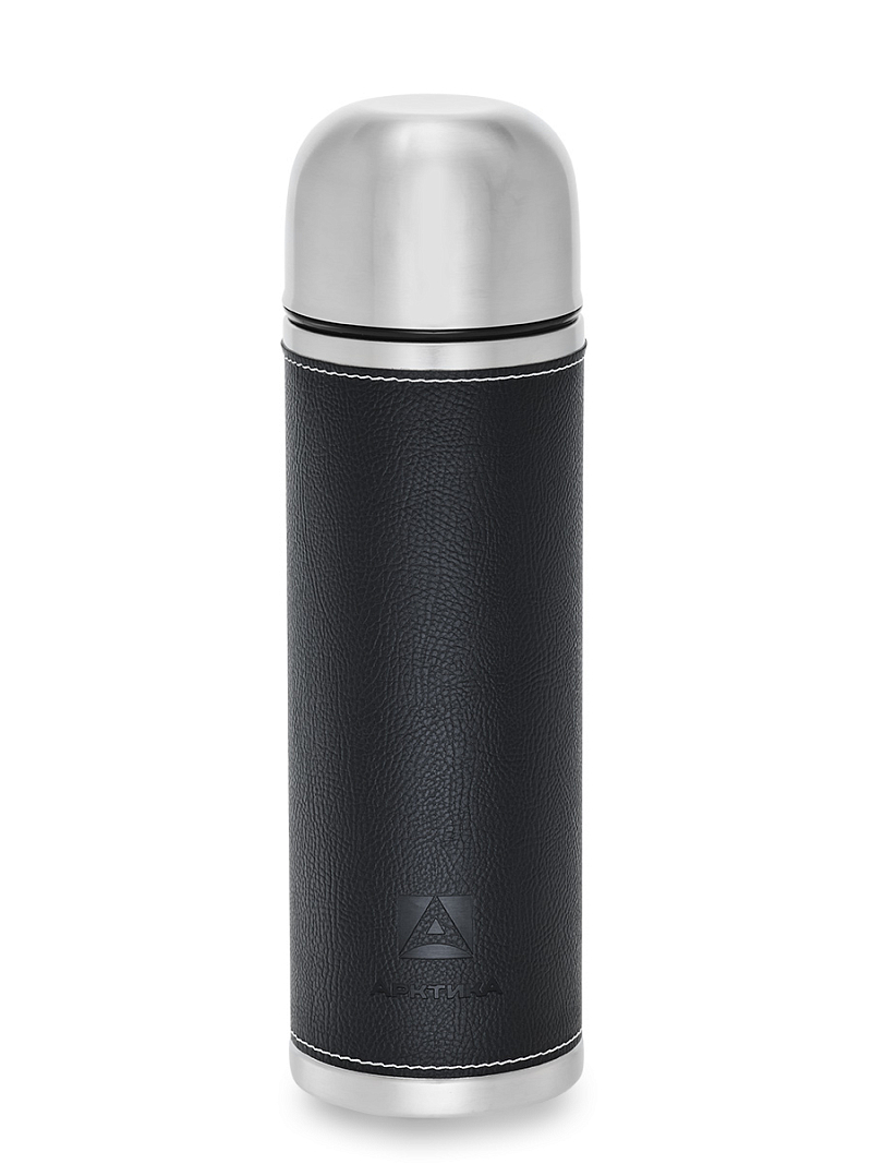 Термос 108 с черной оплёткой из экокожи на 1л - 1 Термос 108 с черной оплёткой из экокожи на 1л - 1