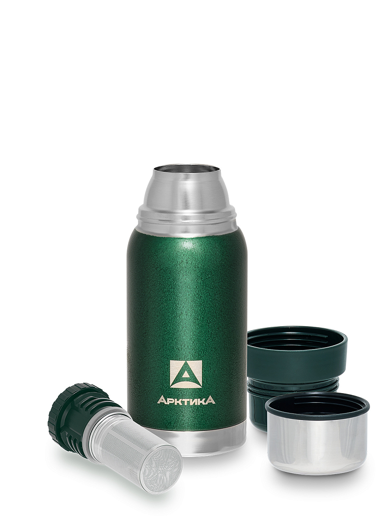 Зеленый термос 106 с узким горлом и ситечком на 0.5л - 3 Зеленый термос 106 с узким горлом и ситечком на 0.5л - 3