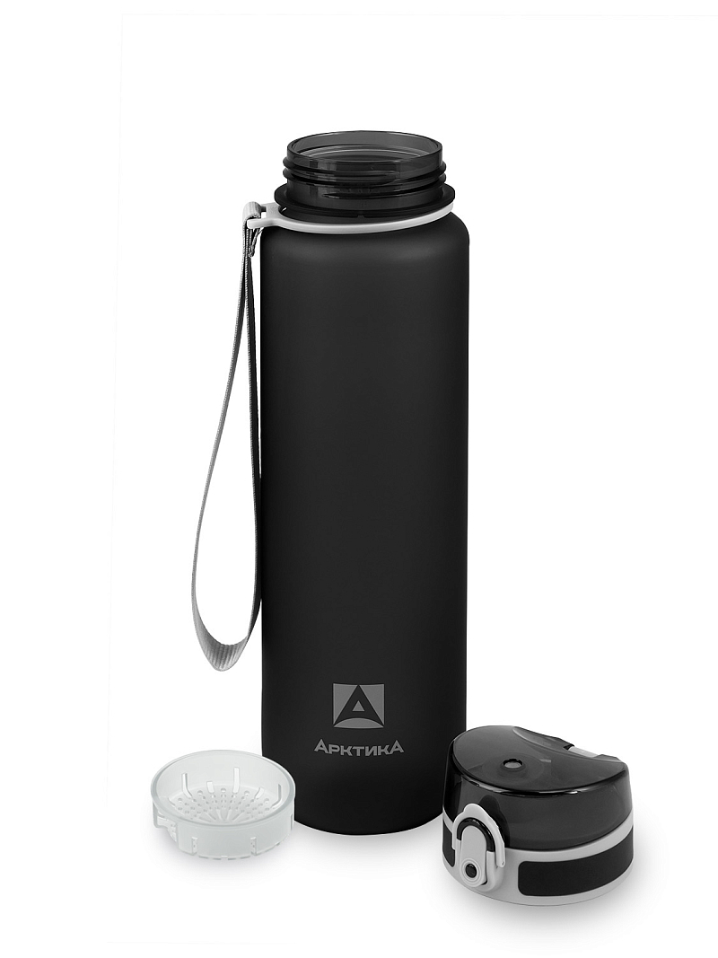 Питьевая бутылка 720 из тритана 1л, черная матовая, с ситечком - 7