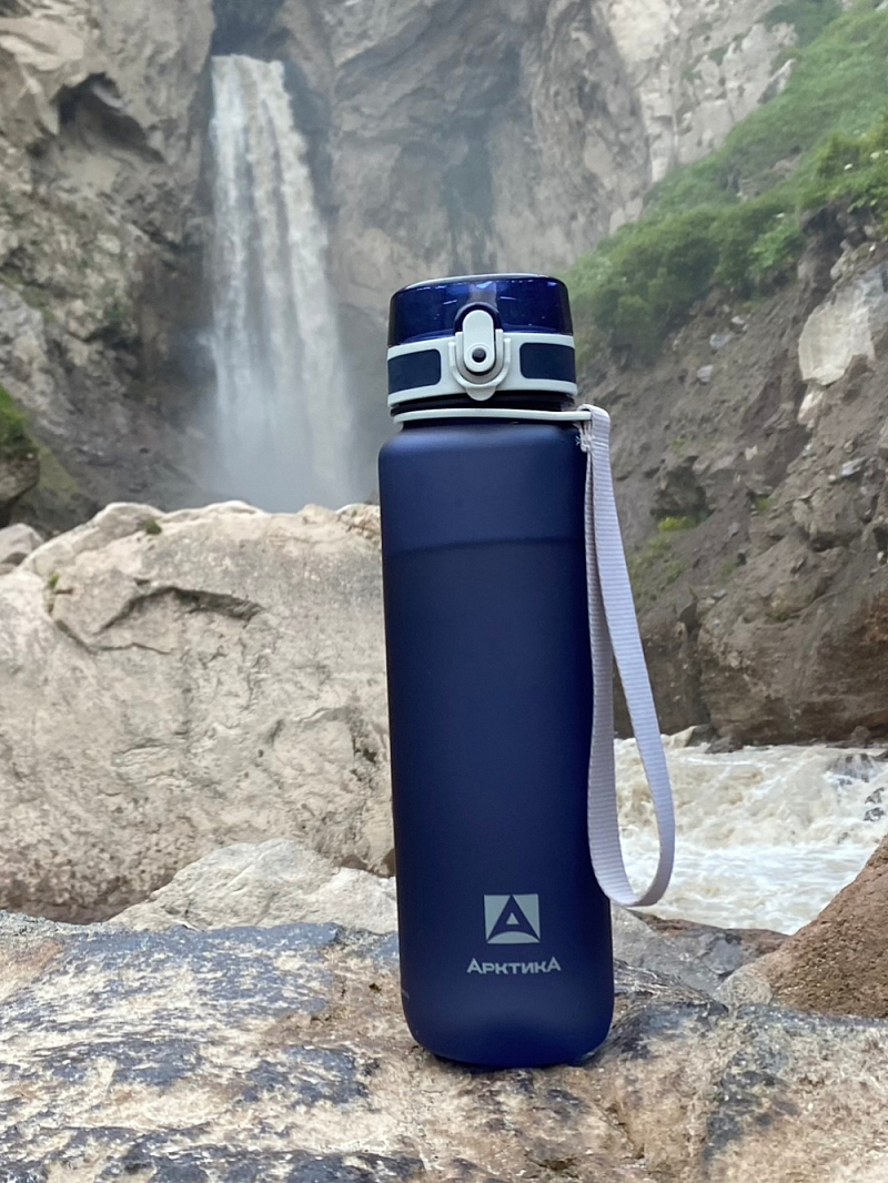 Питьевая бутылка 720 из тритана 1л, синяя матовая, с ситечком - 8
