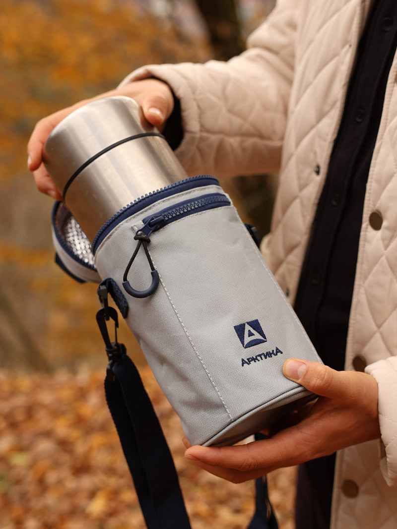 Серый термочехол для термоса для еды на 1л - 6 Серый термочехол для термоса для еды на 1л - 6