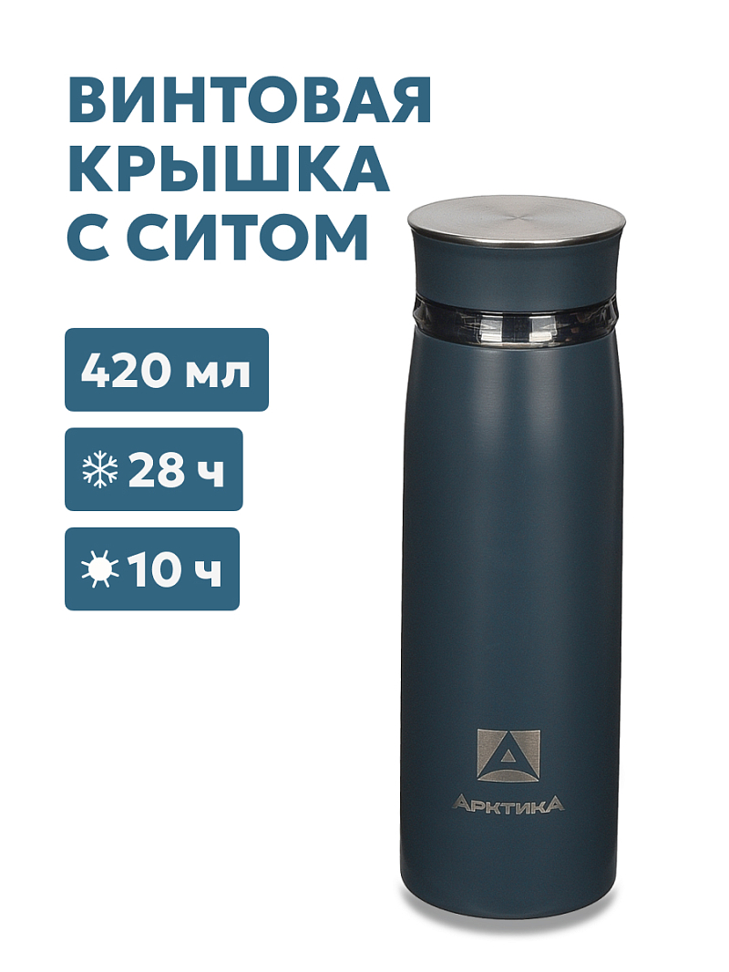 Термокружка 0.42л серии 715 «Индиго» с ситечком (уценка) - 1