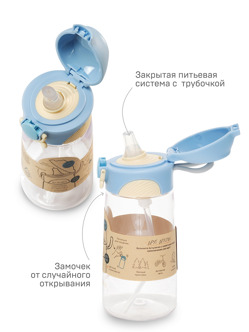 Голубая детская бутылочка на 0.45л  - 8