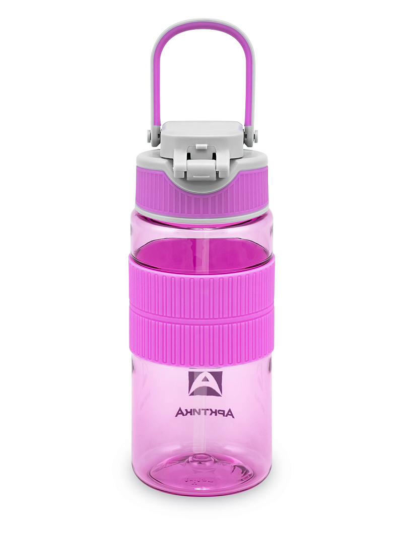 Лавандовая тритановая бутылка 722 с манжетом и питьевой трубочкой на 0.55л - 7