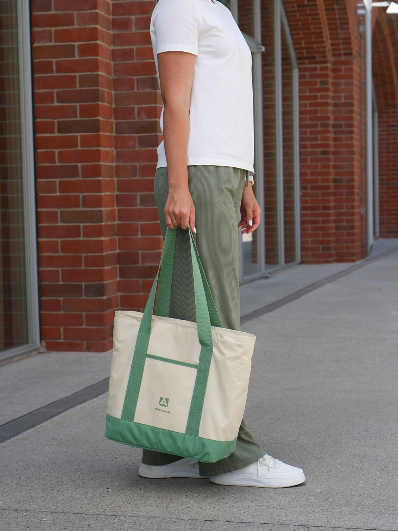 Термосумка шоппер 3400 зеленая на 17.5л - 8