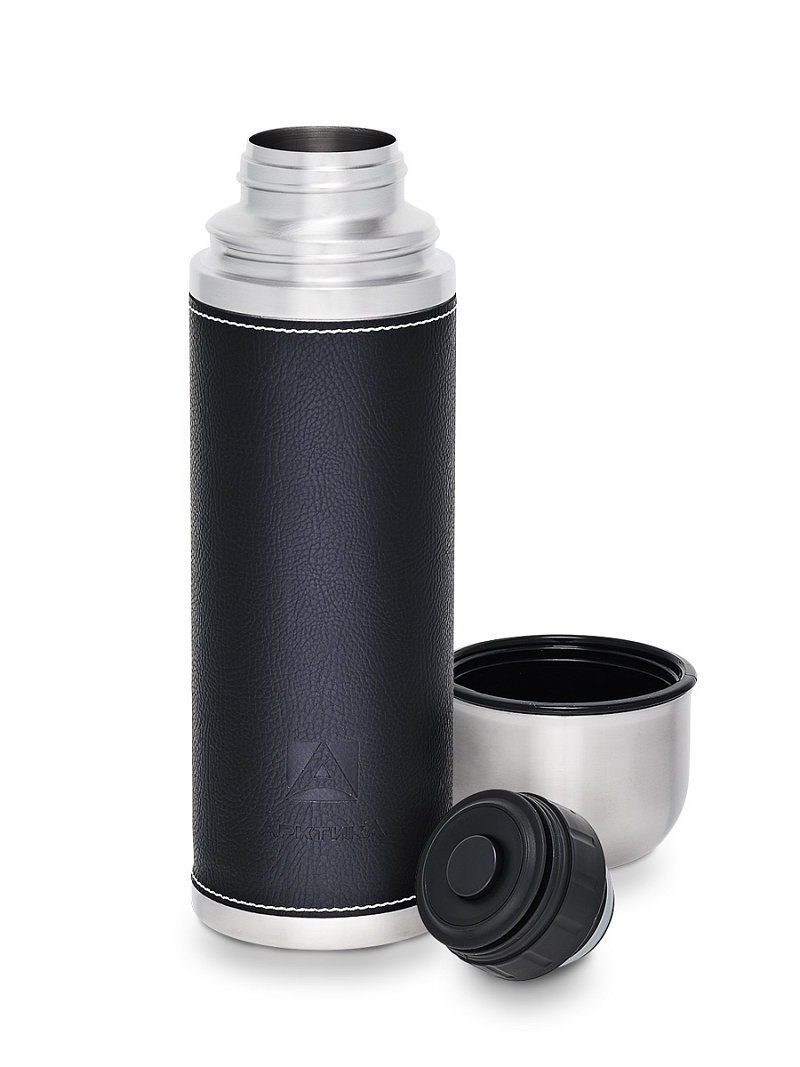 Термос серии 108 на 0.7л с черной оплёткой из экокожи - 3